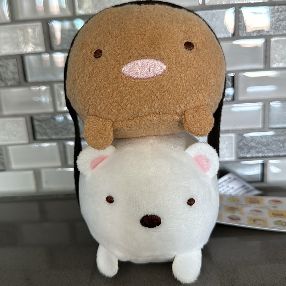 San-X Sumikkogurashi Tonkatsu & Shirokuma Sushi Plush / Kawaii / 6” / Rare / NEW